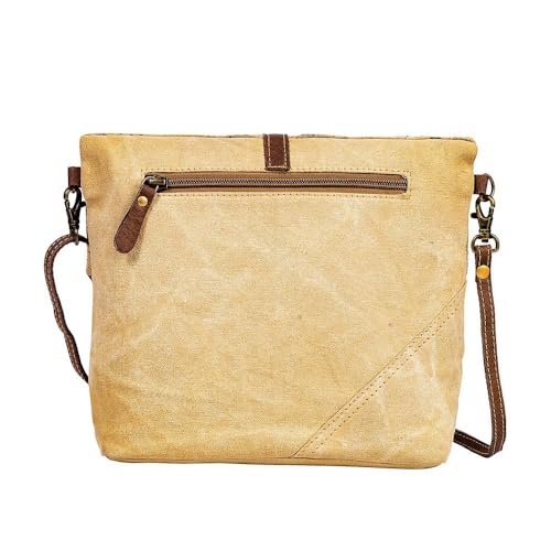 Image of Myra Bag Crossbody Bag for Women - Western Upcycled Canvas & Leather Shoulder Handbag
