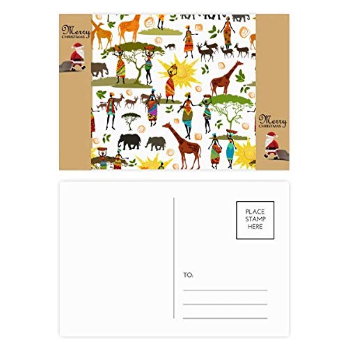 Cartes postales de remerciement motif savane africaine noir - Lot x20