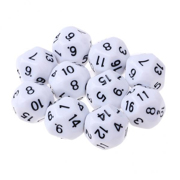 UJEAVETTE Toy 10x10pcs 16 Sided D16 14mm Acrylic Opaque Dice for Role Playing Game RPG White Accessories & Dice-image-39
