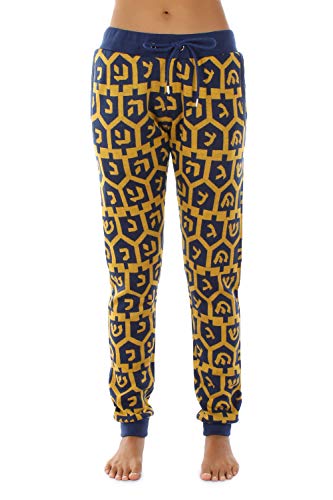 Tipsy Elves Women's Sweatpant Joggers - All Over Blue and Yellow Dreidel Print Size Large