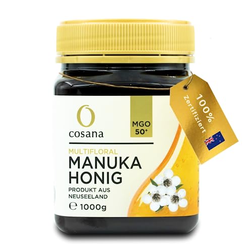 Cosana Manuka Honig 50 MGO + 1Kg – Multifloral – Abgefüllt, versiegelt und zertifiziert in Neuseeland