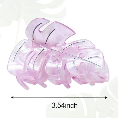 Pinza para cabello estilo hoja color rosa miniatura 2