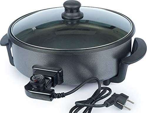 Non Stick Electric Multipurpose Cooker Pan Pizza Maker with Unbreakable Lid, 36cm, Black Pizza Maker..