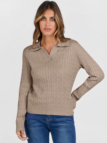 ANRABESS Womens Cable Knit Sweaters Long Sleeve V Neck Sweater Tops Casual Pullover Polo Shirts 2025 Fall Fashion Outfits - Image 8