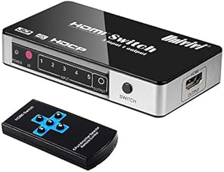 Univivi HDMI Switch 4K 5 Ports HDMI Splitter with Remote Control and Power Adapter, 5 in 1 Out HDMI Switcher Selector Box Hub Support Ultra 4K 30Hz 1080P for PS3 PS4 Xbox DVD Player TV