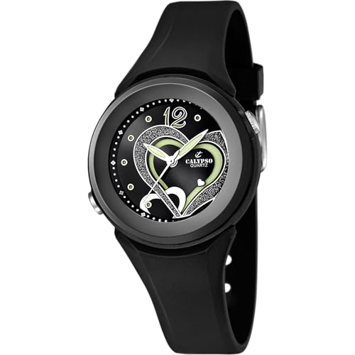 CALYPSO Reloj Mujer Analógico de Caucho Negro - Movimiento de Cuarzo - Relojes Mujer - Cristal de Alta Resistencia - Resistente al Agua 10 ATM K5576/6 - Trendy