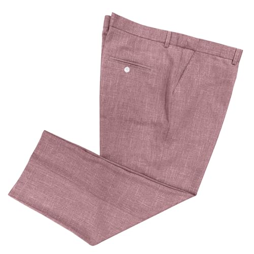 Wemaliyzd Mens Linen Pants Elastic Waist Lightweight Casual Suit Trousers with Pockets
