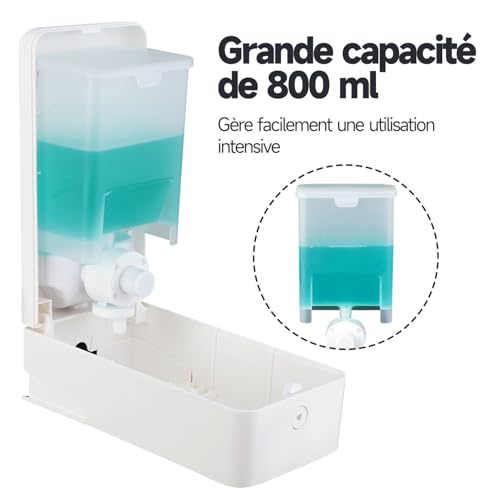 anydry Distributeur de Savon Mural 800ml sans Perçage Pompe à Savon – vue 3