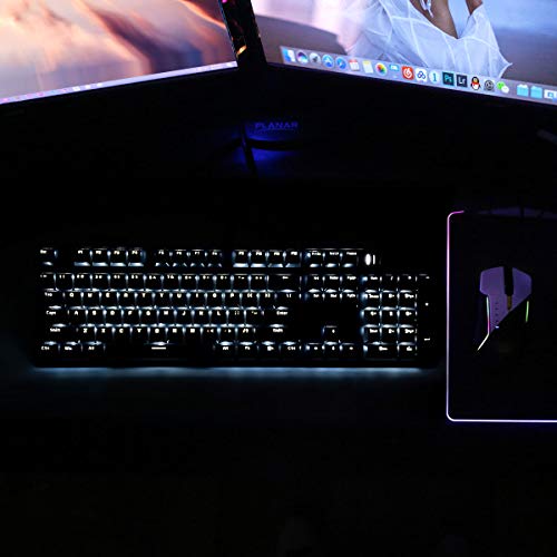 Merdia Mechanical Keyboard Gaming Keyboard With Blue Switch Wired White Led Backlit Keyboard Full Size 104 Keys Us Layout(Black & Grey) #TOP6