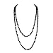 GRACE JUN Luxury Fashion Glass Simulated Pearl for Women Party Handmade Long Pearl Necklace 55" (Black)