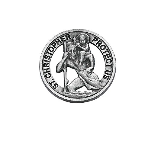Round St. Saint Christopher Medal Pendant Cut Visor Clip Visor Clips