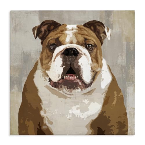 Bulldog Pet Collage Abstract, 24 x 24 Inch Canvas Wall Art