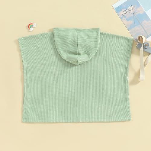 Kids Swim Cover up Girls Boys Waffle Towel Poncho Swimsuit Coverups Or Beach Pool Bath (Green, 5-6 Years)4