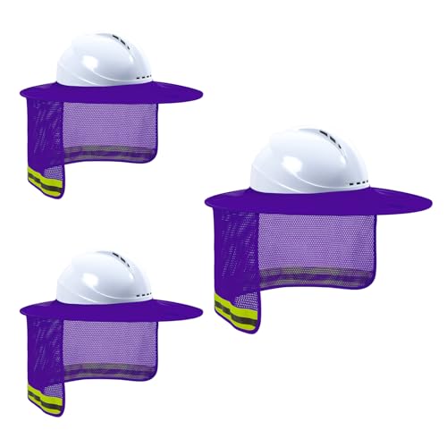 Image of Hard Hat Sun Shade, High Visibility Sun Visor Neck Shade with Reflective Strip, Full Brim, Man & Woman (Hard Hat Not Included), Purple, 3 Pack