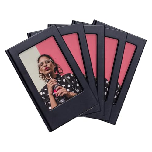 AEUXZA 5 piezas Marcos de Fotos Magnéticos de ABS para Instax Mini y Polaroid, imanes personalizados para Nevera, instax mini, para Fotos y Tarjetas (8,8 × 6,5 cm) (Negro)