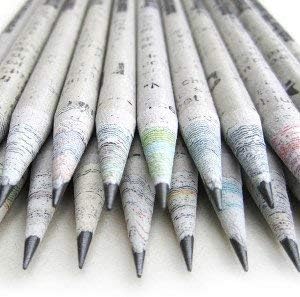 Eco Friendly Paper Pencils, Pack of 12 Recycled Newspaper Pencils, ideal for school, college, Office