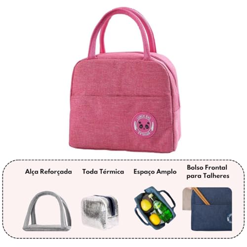 Bolsinha Termica Marmita Bolsa termica pequena Lancheira Academia Trabalho Escola Lancheira térmica