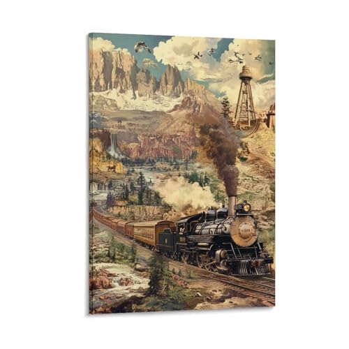 Train à vapeur tableau mural 40x60cm pour salon