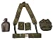 Military Outdoor Clothing Previously Issued US GI OD Green Canteen Set with Suspenders & Compass Pouches