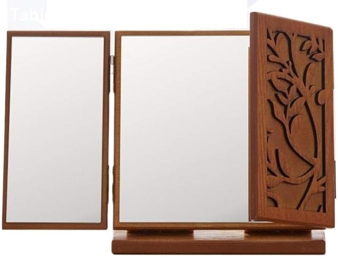 Miroir de maquillage pour chambre à coucher et coiffeuse avec support ciselé