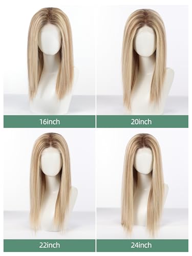 Image of 13 * 4 HD Glueless Human Hair Ombre Mixed Blonde Lace Front Wigs for White Women Straight Wig Pre Plucked 180% Density Transparent (24inch)