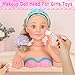Hair Styling Doll Head Makeup Kit Girls Toys,Pretend Play Hair Salon Toy With Real Cosmetics Nail Polish,Hairdryer Curling Iron Hair Accessories Beauty Stylist Kit Girl Gifts 3 4 5 6+ Years Old