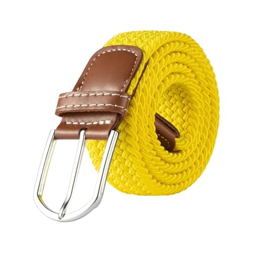 Decorative Belt 2.5cmx100cm /3.3cmx107cm Unisex Belt Casual Knitted Pin Buckle Belt Woven Canvas Elastic Braided Stretch Belts For Women for Country Concert Outfit(2.5cmX100cm,Yellow)