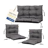 Bielik Gartenkissen Set 3-teilig, Gartenmöbel Polster Set für Rattanmöbel, Bankauflage + 2 Stuhlkissen, Sitzpolster Gartensofa und Gartenstuhl, wasserabweisend Outdoor (dunkelgrau)