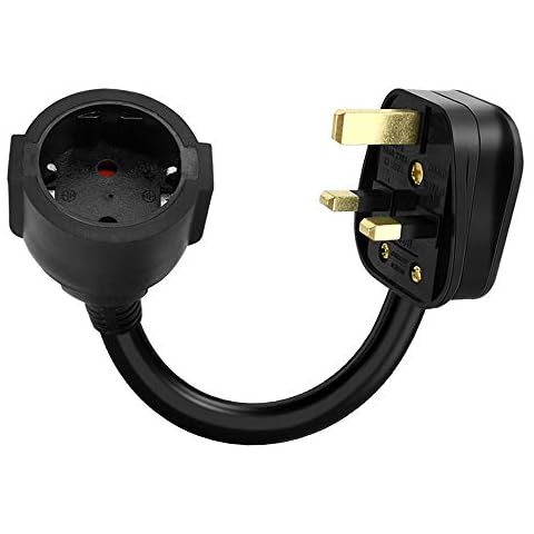EU To UK Plug Adapter, HITBOX Euro European 13A 240V Power Adapter to British Plug 2 Pin to 3 Pin Travel Power Cable Socket Converter [Lifetime Warraty] Cover