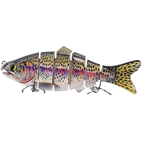 BOMSO high Simulation 1PC Lure Fishing Bait 3D-Eye Design & Hollow Fish Mouth and Fishing Rod Design Multi-Section Fish Bait（Color C） Cover