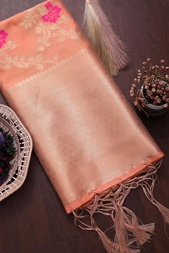 Image of DEVANGI Women's Woven Jacquard Banarasi Silk Printed Dupatta /Chunni with Meena Work, Width 1 Meter, Length 2.5 Meter