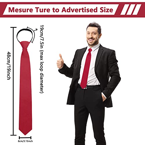 Mantieqingway 3.15'' Zipper Ties For Men Pre-Tied Adjustable Wine Red Tie, Polyester Silk Clip On Men's Neckties For Wedding Office Graduation School Uniforms, 1 Pc #TOP5