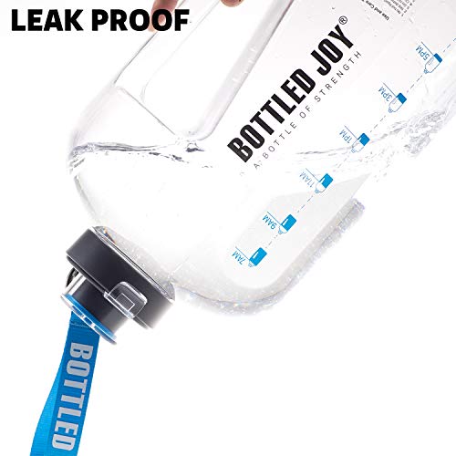 1 Gallon Large Capacity Water Bottle with Time Marker Reusable Motivational Leak-proof big Bottle with Flip-top lid and Handle Strap,BPA Free Sports Water Jug for Fitness,Sports Cycling,Camping