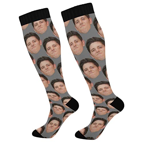 CHIFIGNO Personalized Funny Head Photo Face Men’s Pajama Pants Set with Matching Socks4