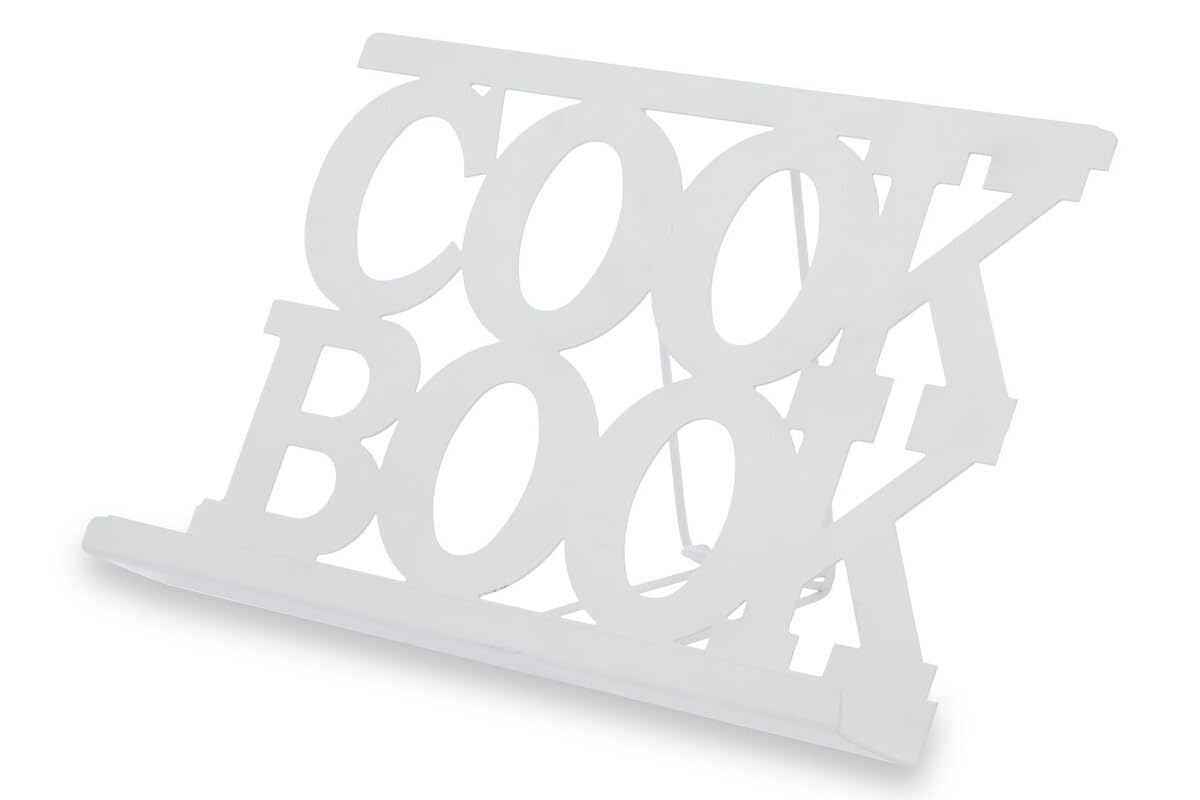 Premier Housewares Durable Cook Book Stand White | Elegant Design Book Stand For Cook Books | Practical Recipe Book Stand For Kitchen | Adjustable Stand For Efficient Cooking