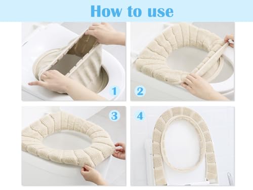 Anlising 3PCS Wärmer WC-Sitzbezüge, Waschbar WC-Sitzwärmer, Toiletten Sitzbezug Sitz, Toilettensitzabdeckung, Wc Sitzwärmer Kissen, Toilettensitzkissen, für Toilettensitze (3 Farben)