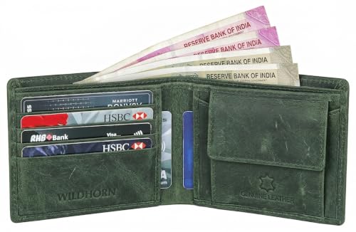 Image of WildHorn Genuine Leather Wallet for Men | Slim Bifold Wallet with RFID Blocking | Multiple Card Slots & Coin Pocket | Premium Leather Mens Wallet
