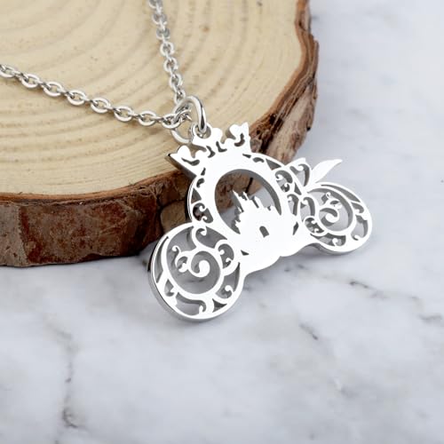 BEKECH Princess Crown Pumpkin Necklace Jewelry Faily Cartoon Tales Jewelry Cartoon Princess Gift Princess Gift4