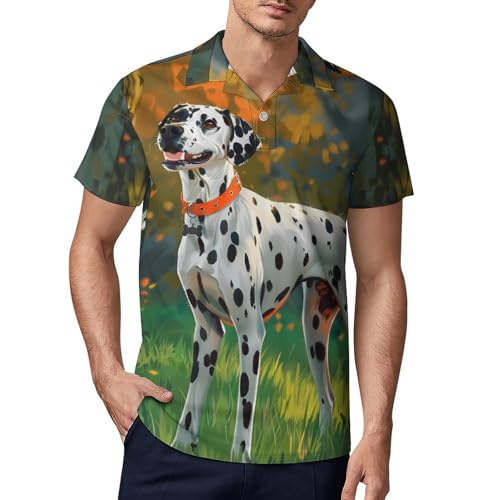 Dalmatian Dog Painting Novelty Men's Short Sleeve Shirts Funny Golf Tennis Work T-Shirt Sport Tee XL
