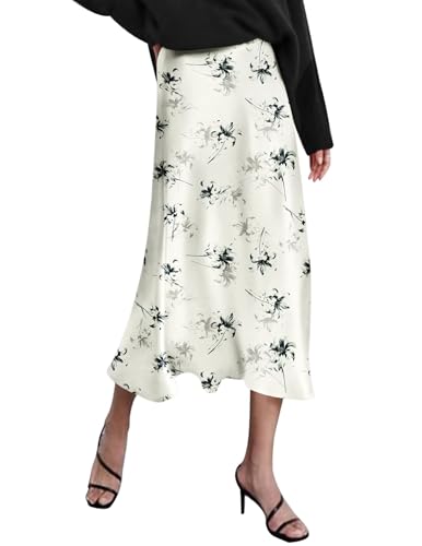 Image of Zeagoo Skirts for Women High Waist Skirt Elegant Midi Skirt Satin