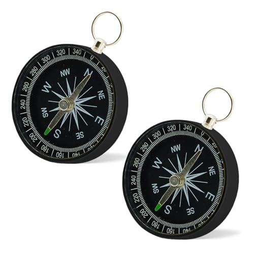 Brújula de bolsillo, 2 piezas mini brújula con llavero, adecuada para senderismo, supervivencia, montañismo, camping y navegación en actividades al aire libre