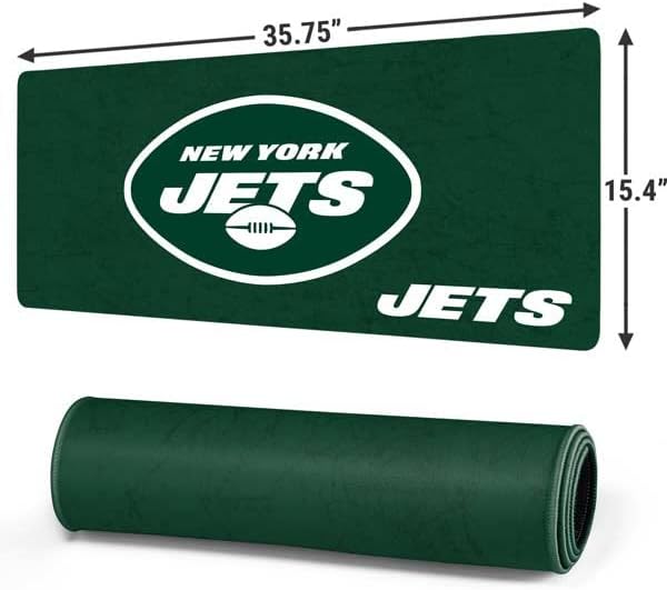 Skinit Extra Large Gaming Mouse Pad - Officially Licensed New York Jets Distressed Design with Stitched Edges, Waterproof, Non-Slip Rubber Base, Desk Mat for Keyboard & Mouse, 35.75" x 15.4" inches