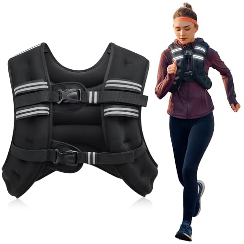 ZELUS Gilet Zavorrato 9 kg per Uomo e Donna, Giubbotto Zavorrato con Striscia Riflettente e Marsupio per Allenamento Corsa Cardio in Palestra a Casa
