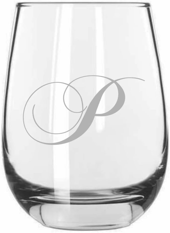 L Chopin Monogrammed Etched 15.25oz Stemless Wine Glass