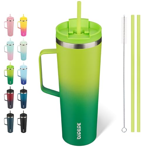 Image of BJPKPK 30oz Insulated Tumbler with Handle, Lid & Straw, Stainless Steel