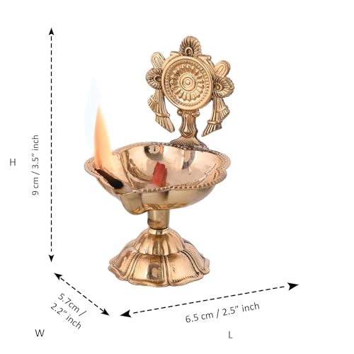 Craftvatika Pure Brass Shanku Chakra kuber Diya Diwali Decoration Item for Home Decor - Brass shanku chakra diya vilakku for puja Room & Office Decor, Living Room, Diwali Festival Gift Item (Set of 2) thumbnail 9
