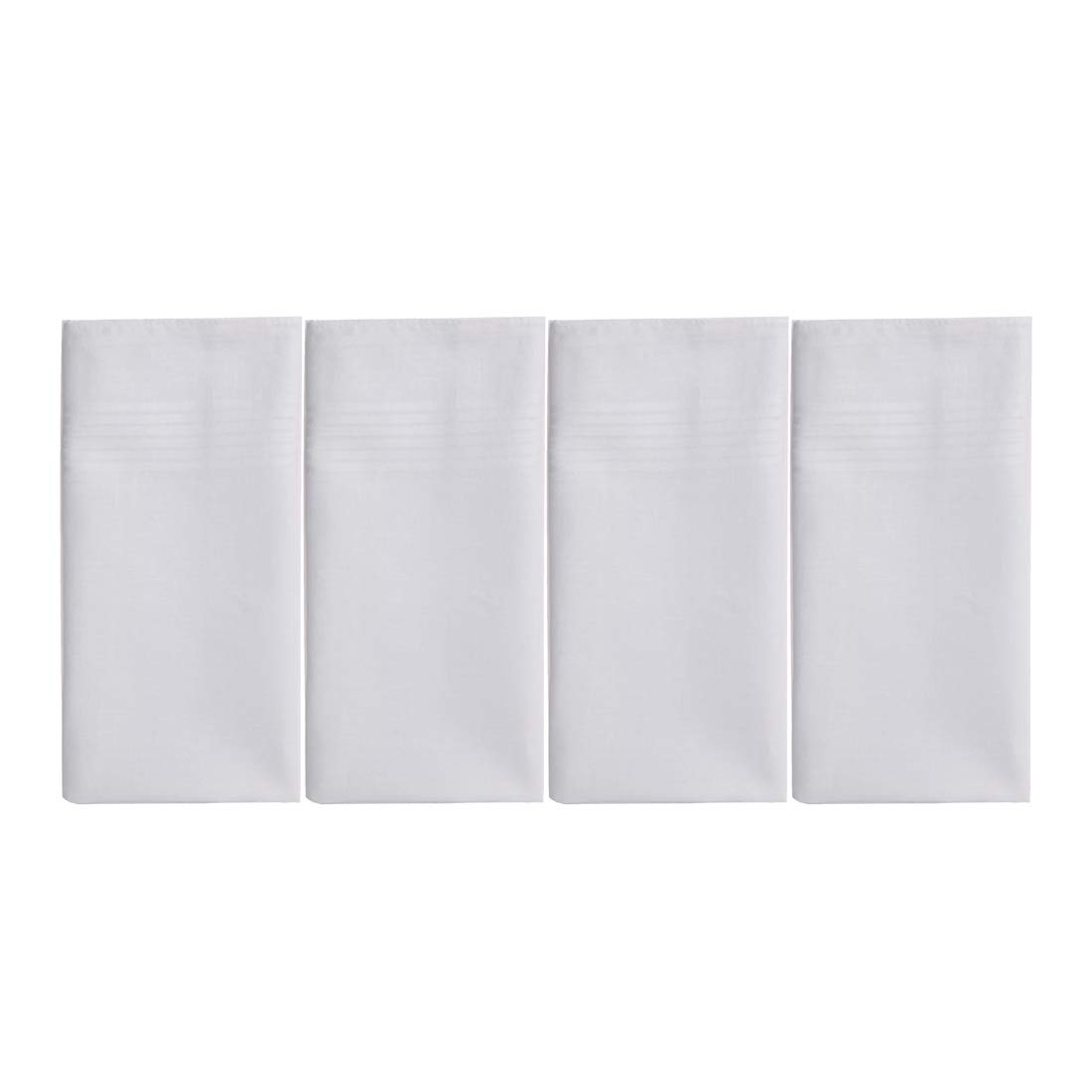 Y&GYEB0110 Comfort Father Mens White Solid Cotton Handkerchiefs 4 Pics Set One Size Handmade Gift Giving By Y&G