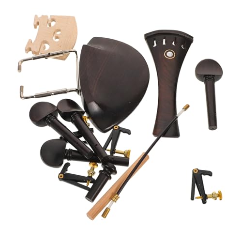 lurrose 小提琴修理パーツ 木製調音栓 エボニー製あご当て 微調整器 尾板 エンドピン 駒付き アクセサリーキット 交換部品で音質調整と簡単