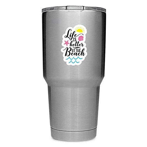 More Shiz Life is Better at The Beach (2 Pack) Vinyl Decal Sticker - Car Truck Van SUV Window Wall Cup Laptop - Two 3 Inch Decals - MKS1179
