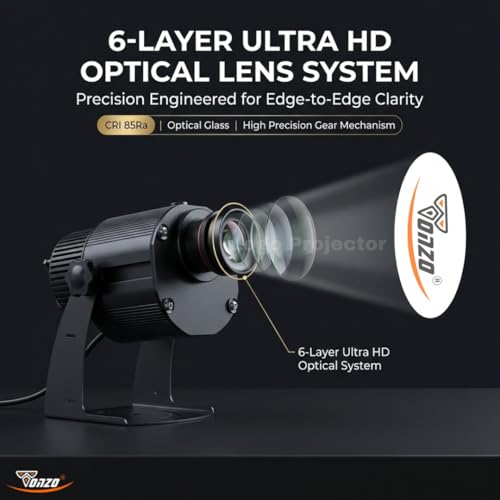 Image of TONZO 25W LED Logo Projector Light, 2200 Lumens, 4-12ft Range, 1 Custom Lens, IP67 Waterproof Outdoor GOBO Projector with Remote, Static & Rotating Advertising Light for Shop Business Storefront